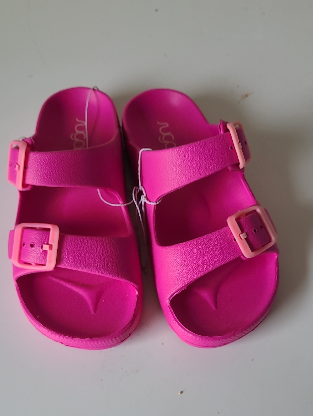 Sugar Hot Pink Double-Buckle Slide Sandals